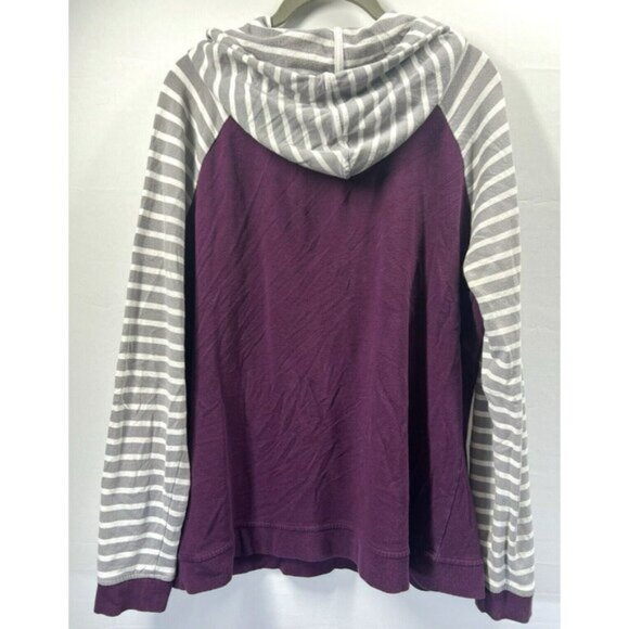 Orvis Women's Top Hoodie Size Large Burgundy Gray White Cotton Blend Long Sleeve - Picture 5 of 5